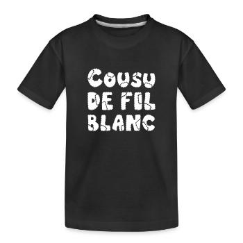 GENÄHT MIT WEISSEM FADEN! - Kinder Premium Bio T-Shirt - Schwarz - Vorne