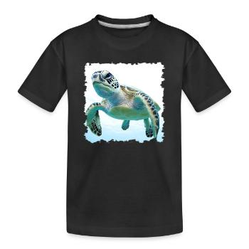 Unterwasser Schildkroeten Nahaufnahme - Kinder Premium Bio T-Shirt - Schwarz - Vorne