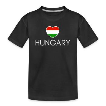 Herz mit ungarischer Flagge, ungarischer Stolz - Kinder Premium Bio T-Shirt - Schwarz - Vorne