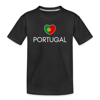 Herz mit portugiesischer Flagge, portugiesischer Stolz - Kinder Premium Bio T-Shirt - Schwarz - Vorne