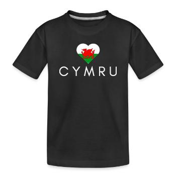 Cœur avec drapeau gallois, fierté galloise - T-shirt bio Premium Enfant - noir - Devant