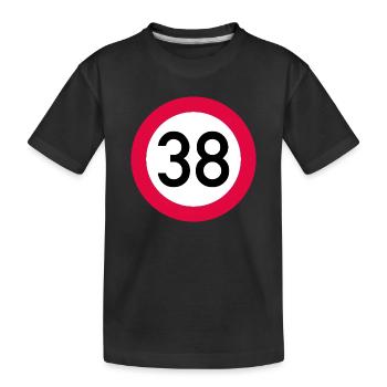 38. Geburtstag Achtung! Verkehrsschild 38 Km/h - Kinder Premium Bio T-Shirt - Schwarz - Vorne