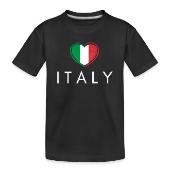 Herz mit italienischer Flagge, italienischer Stolz - Kinder Premium Bio T-Shirt - Schwarz - Vorne