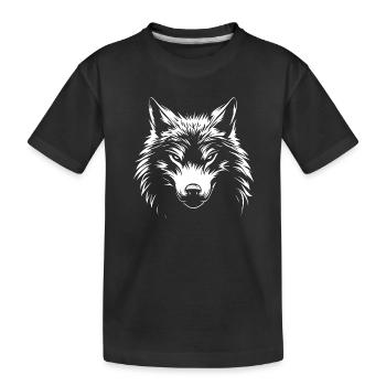 Wolf weiß :) - Kinder Premium Bio T-Shirt - Schwarz - Vorne
