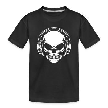 Schädel mit Kopfhörer - Kinder Premium Bio T-Shirt - Schwarz - Vorne
