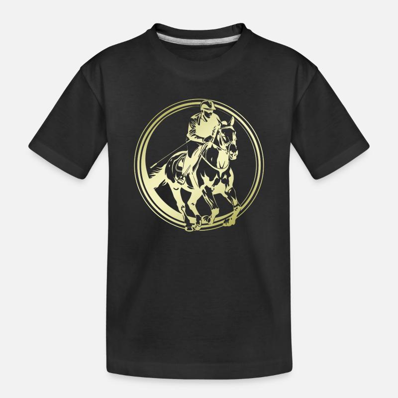 Silhouette de cheval d’équitation - T-shirt bio Premium Enfant - noir
