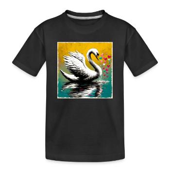 swan - Kids' Premium Organic T-Shirt - black - Front