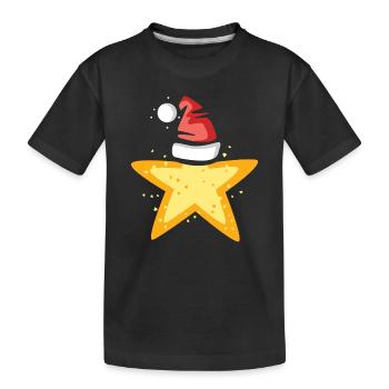 Poinsettia with Santa Hat Illustration - Kids' Premium Organic T-Shirt - black - Front