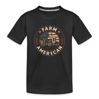 Landwirtschaftstraktor Stolzer Landwirt Patriotische Amerikanische Flagge - Kinder Premium Bio T-Shirt - Schwarz - Vorne