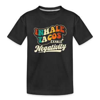 Tacos einatmen Ausatmen Negativität Zitat - Kinder Premium Bio T-Shirt - Schwarz - Vorne