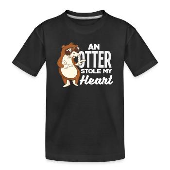 Sea Otter Stoly My Heart - Kids' Premium Organic T-Shirt - black - Front