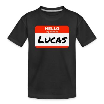Bonjour, je m’appelle Lucas Étiquette Nom Tag - T-shirt bio Premium Enfant - noir - Devant