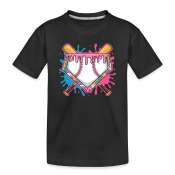 Plaque de baseball avec glaçage rose et batte - T-shirt bio Premium Enfant - noir - Devant