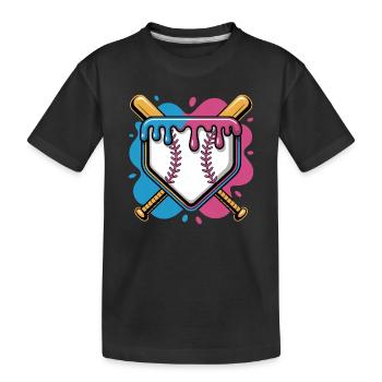 Baseball Home Plate Pink Blau Gekreuzte Schlaeger - Kinder Premium Bio T-Shirt - Schwarz - Vorne