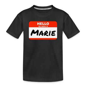 Hello My Name Is Marie Label Name Tag - Kids' Premium Organic T-Shirt - black - Front