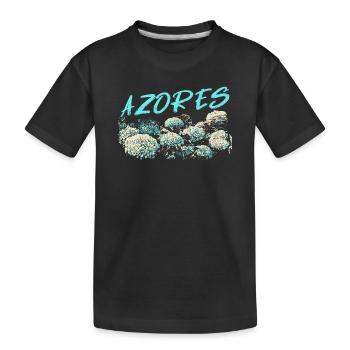 Azores Hydrangea, Blue Hydrangeas - Kids' Premium Organic T-Shirt - black - Front