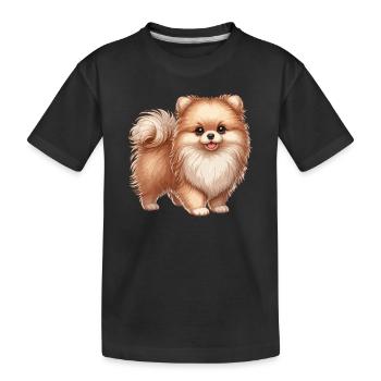 Zwergspitzer Welpe - Kinder Premium Bio T-Shirt - Schwarz - Vorne