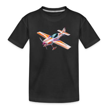 Buntes Radio-Control-Akrobatikflugzeug  - Kinder Premium Bio T-Shirt - Schwarz - Vorne