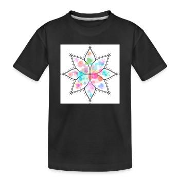 Mandala Pastell Blume Aquarell - Kinder Premium Bio T-Shirt - Schwarz - Vorne