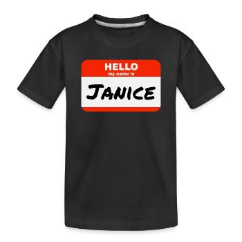 Bonjour, je m’appelle Janice Étiquette Étiquette Étiquette - T-shirt bio Premium Enfant - noir - Devant