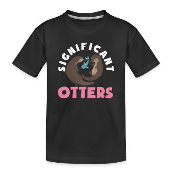 Seeotter Cartoon Fischotter - Kinder Premium Bio T-Shirt - Schwarz - Vorne