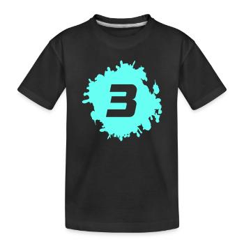 3 Neon Farbklecks Logo - Kinder Premium Bio T-Shirt - Schwarz - Vorne