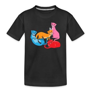 Seeotter Cartoon Fischotter - Kinder Premium Bio T-Shirt - Schwarz - Vorne