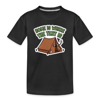Zuhause im Zelt / Zelten - Kinder Premium Bio T-Shirt - Schwarz - Vorne