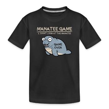 Seekuh-Spiel: Schau nicht auf die Seekuh! Lustig - Kinder Premium Bio T-Shirt - Schwarz - Vorne