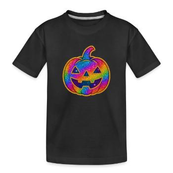 Rainbow Glitter Pumpkin - Kids' Premium Organic T-Shirt - black - Front