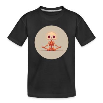 Skelett Meditationspose in Orange - Kinder Premium Bio T-Shirt - Schwarz - Vorne