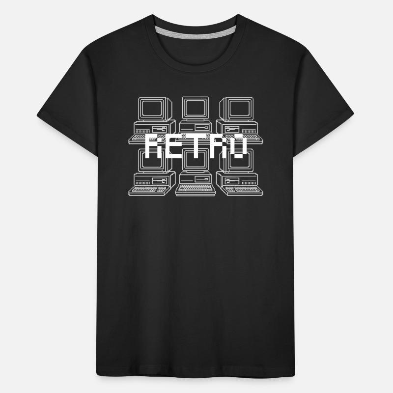 Retro Computer Grid Techno Kinder Premium Bio T-Shirt