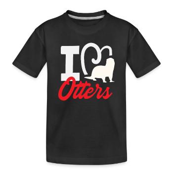 I Heart Otters Seeotter Cartoon - Kinder Premium Bio T-Shirt - Schwarz - Vorne