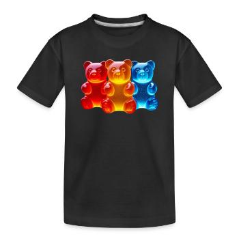 Leuchtende Dreifarbige Bären - Kinder Premium Bio T-Shirt - Schwarz - Vorne