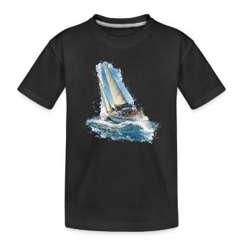 Sailboat in the sound of the waves - Kids' Premium Organic T-Shirt - black - Front