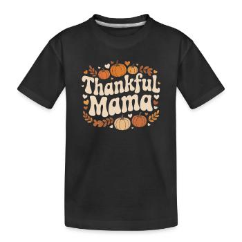 Thankful Mama Herbst Kürbisse Herzen Liebe - Kinder Premium Bio T-Shirt - Schwarz - Vorne