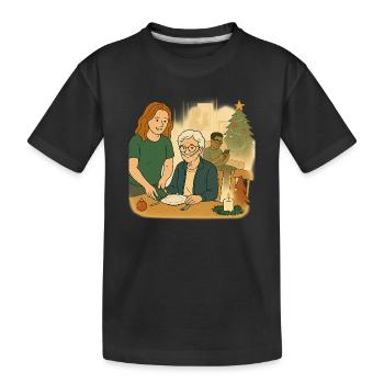 Weihnachtsfamiliendinner im Kerzenschein - Kinder Premium Bio T-Shirt - Schwarz - Vorne