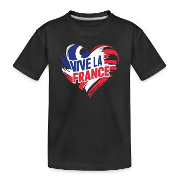 Dreifarbiges Herz Vive La France - Kinder Premium Bio T-Shirt - Schwarz - Vorne