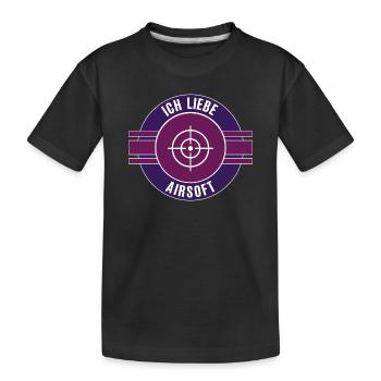 Ich Liebe Airsoft Airsoftspieler Airsofter Spiel - Kinder Premium Bio T-Shirt - Schwarz - Vorne