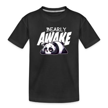 Früh erwachen Panda Illustration - Kinder Premium Bio T-Shirt - Schwarz - Vorne