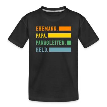 Ehemann Papa Gleitschirm Abenteuer Paragliding - Kinder Premium Bio T-Shirt - Schwarz - Vorne