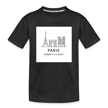 Paris Linienkunst Silhouette Wahrzeichen - Kinder Premium Bio T-Shirt - Schwarz - Vorne