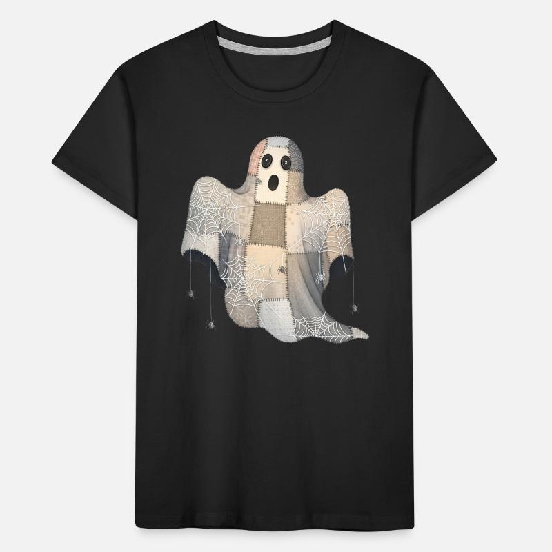 Patchwork Geist mit Spinnennetzen Kinder Premium Bio T-Shirt