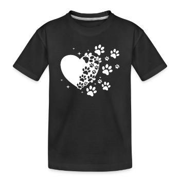 Pawprint Heart Stardust - Kids' Premium Organic T-Shirt - black - Front