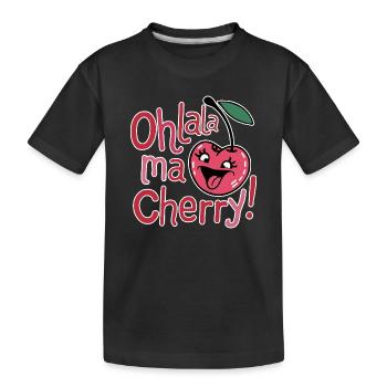 Ohlala Ma Cherry Design Fille Mignonne Cerise - T-shirt bio Premium Enfant - noir - Devant