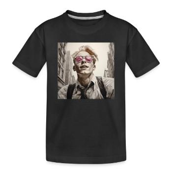 Street Style Portrait Pink Glasses - Kids' Premium Organic T-Shirt - black - Front