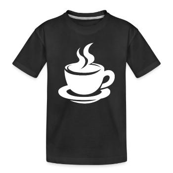 Kaffeetasse mit Dampf minimalistisches Design - Kinder Premium Bio T-Shirt - Schwarz - Vorne