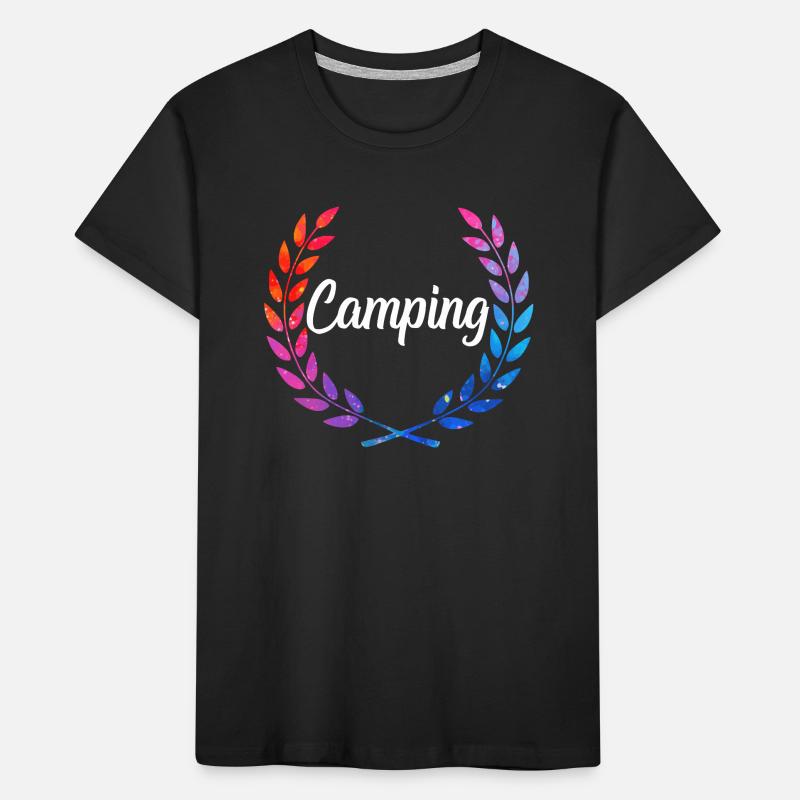 Camping Farblaurel Script Kinder Premium Bio T-Shirt