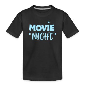 Movie Night Pastel Blue Stars - Kids' Premium Organic T-Shirt - black - Front