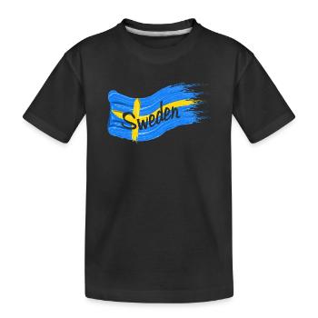 Swedish flag - Kids' Premium Organic T-Shirt - black - Front